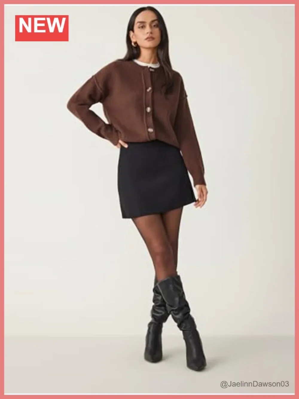 Knit Cardigan Button Down Crew Neck Long Sleeve Thick Outerwear Winter Outfit
